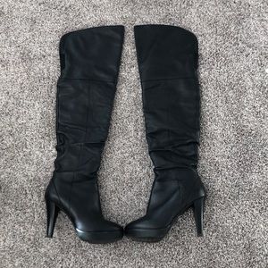 Beautiful black leather thigh high boots